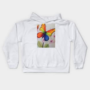 Rainbow Petals and Butterfly Symphony Kids Hoodie